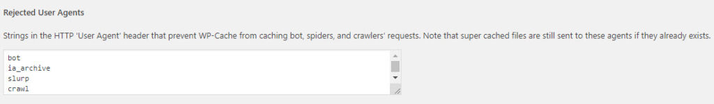 Rejected User Agent Wp Super Cache